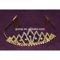 Ouro personalizado banhado a ouro Rhinestone casamento coroas tiara de cristal